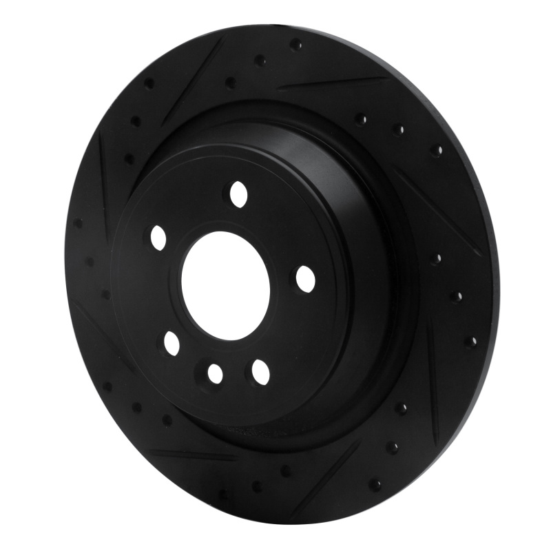 Ford Focus RS Brake Rotor (1) - Rear Left - R1 Concepts - Drilled & Slotted - Black - `09-`15